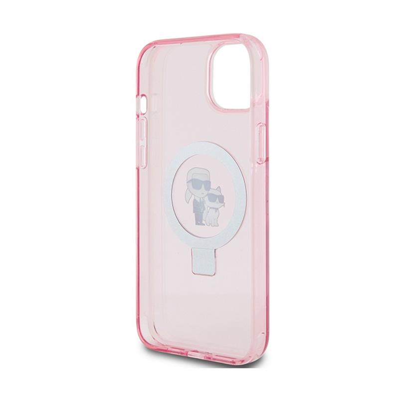 Karl Lagerfeld Ring Stand Karl & Choupette Magsafe - Etui Iphone 15 Plus (Różowy)