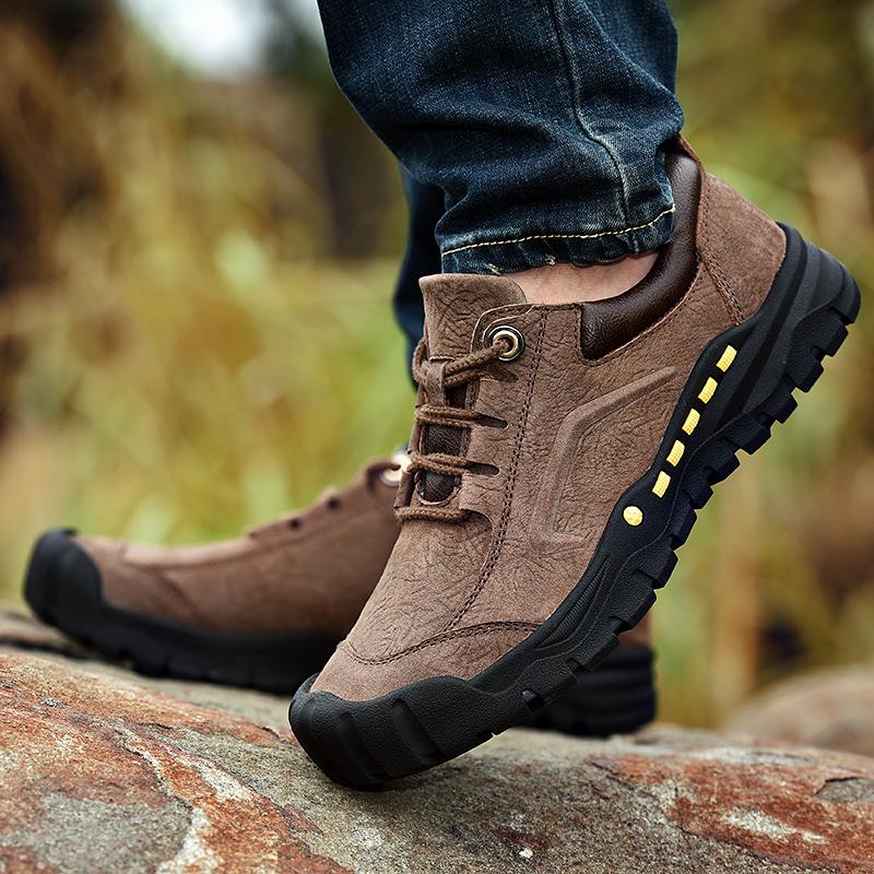 Genuine Leather Men Shoes Sneakers Outdoor Casual Shoes For Men Flats Comfortable Men Walking Hiking Shoes