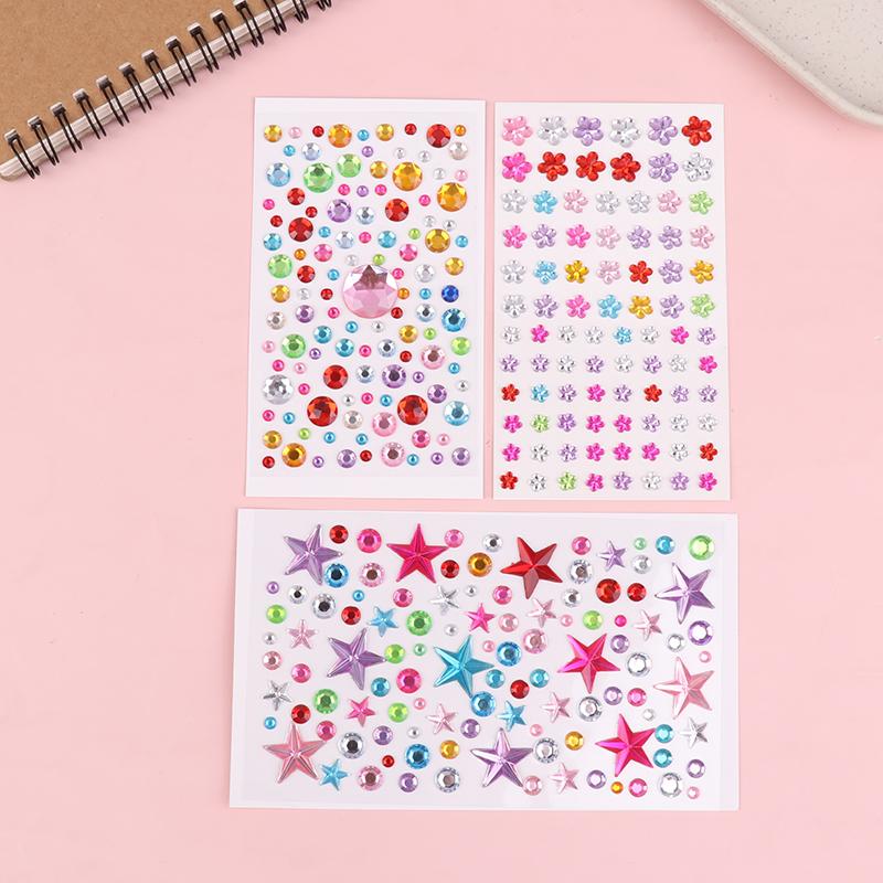 3D Gem Acrylic Crystal Stickers Diy Phone Album Decoration Self Adhesive Jewel Crafts Sparkly Rhinestone Stickers Girls Gifts