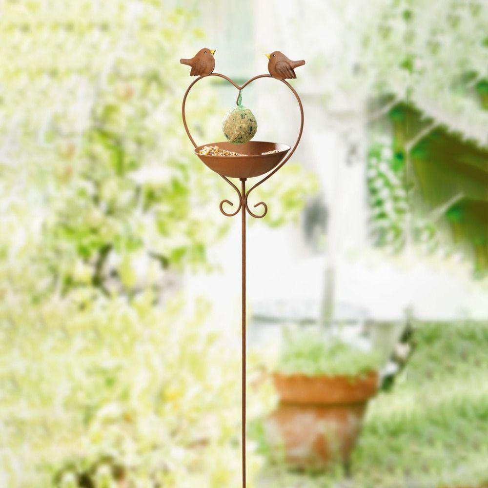 Retro Bird Feeder Ground Plugin Decorative Bird Feeding Dish Crafts Bird Water Bowl  Drinking