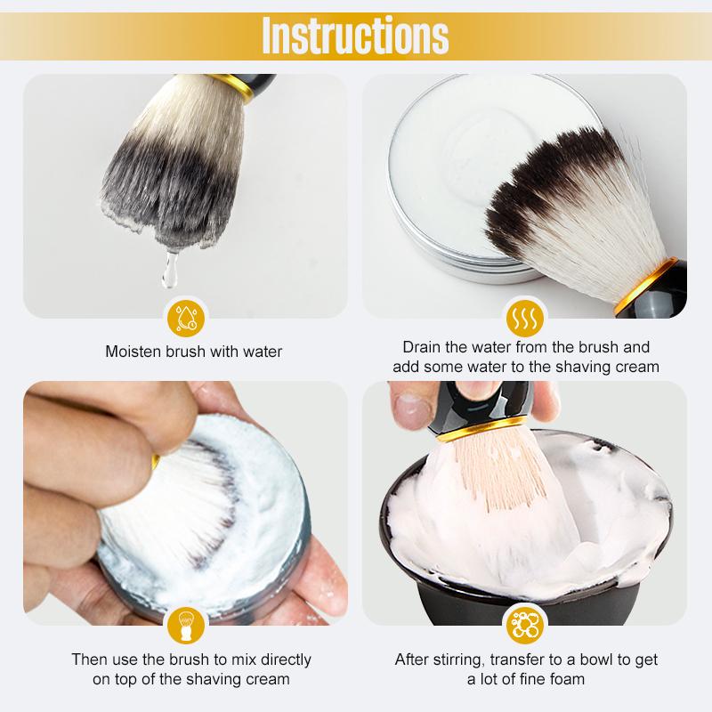 Professional Shaving Brush Set 3-in-1 Shave Kits With Shaving Brush Shaving Bowl and Shaving Stand Men's Gift Kit