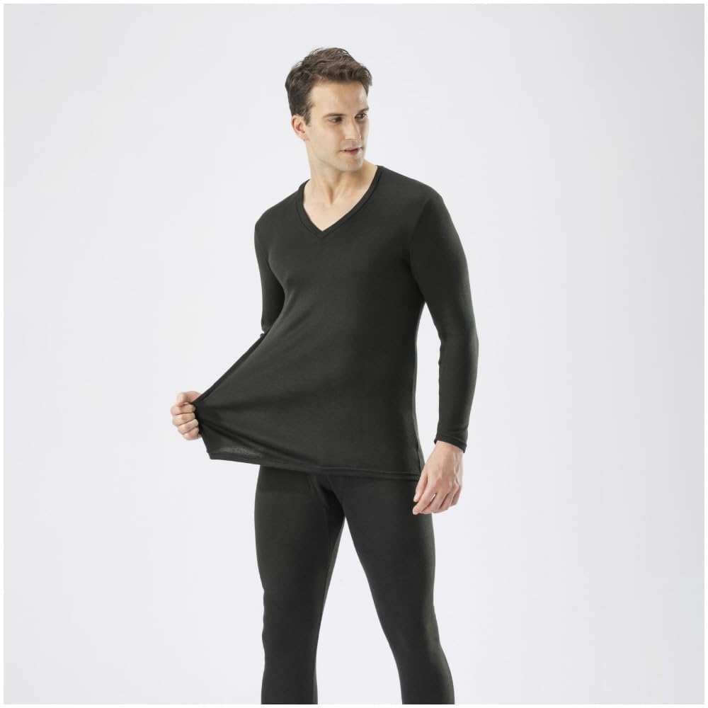 Mizuno Breath Thermo a innerwear for everyday size C2JAA622 Underwear, medium-weight, soft, heat-generating wear, V-neck, 3/4-sleeve shirt, men's,