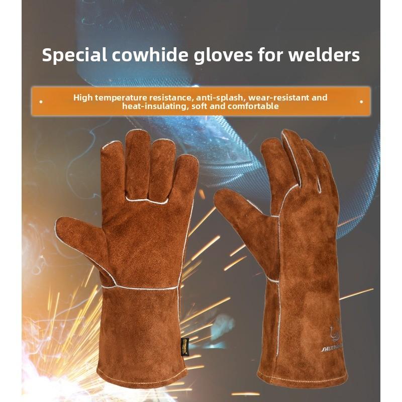 Cowhide Welding Insulation Spark-proof Gloves High Temperature Resistant Abrasion Resistant Gloves