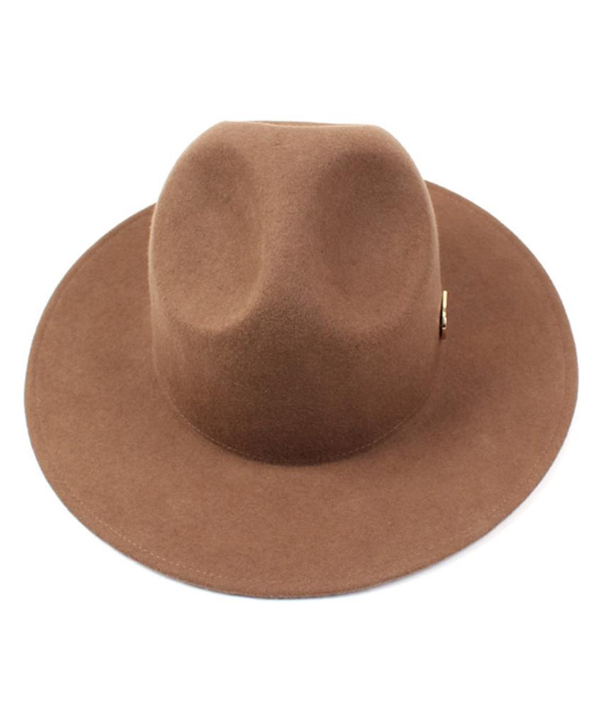 Yunibeosyeolkemiseuteuli Gold Metal Logo Y Wool Fedora Camel Metal Fedora