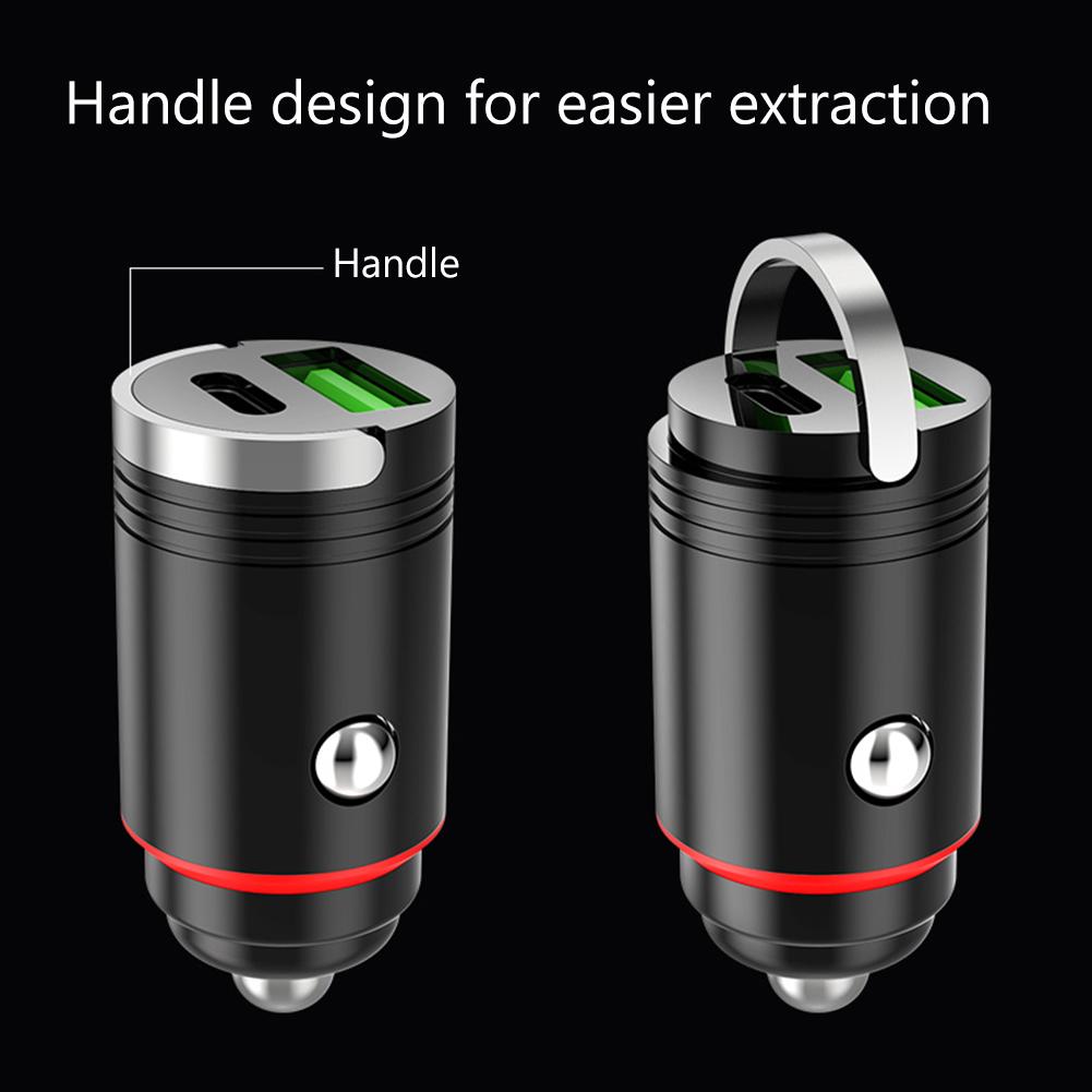 Adaptor pentru încărcător rapid auto mini 30w/66w Qc3.0 Pd Usb tip-c Încărcător rapid automat 2 porturi Rezistență la căldură pentru biroul de călătorie în familie