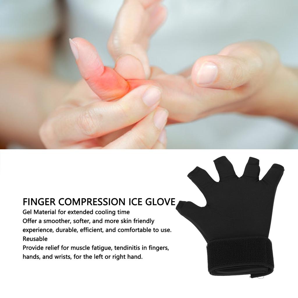Finger Compression Ice Glove Adjustable Wrist Strap Discomfort Relief Hand Wrist Ice Pack Glove for Carpal Tunnel Tendinitis
