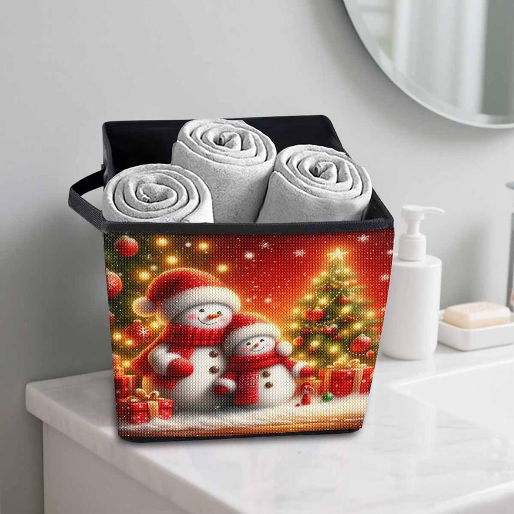 A Lovely Snowman 5D Diamond Painting Storage Basket Full Round Drill Mosaic Diamond Embroidery Cross Stitch Kits Home Decor Home Decor