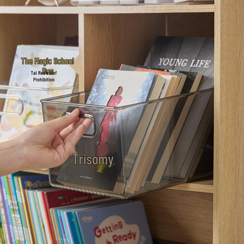 Transparent Multifunctional Book Organizer Basket for Home & Office