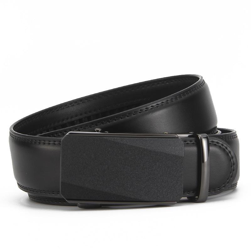 Frosted Automatic Buckle Edge Two-Layer Cowhide Belt, Business And Leisure Men'S Trendy Belt