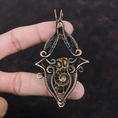 Ammonite Fossil Pendant Copper Wire Wrapped Pendant Gemstone Copper Jewelry Handmade Brand New Pendant Gift For Mom Ammonite Fossil Jewelry