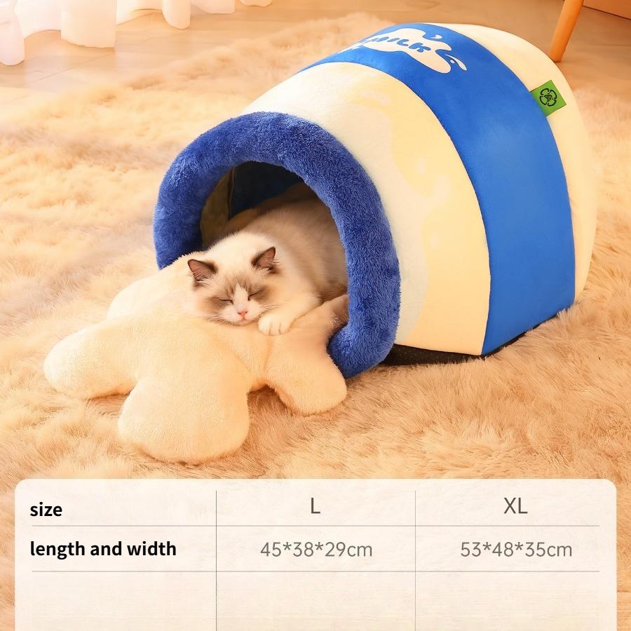 New Milk Can Cat Litter Winter Warm Dog Litter Cat Bed Yogurt Bottle Shape Pet Litter L синий