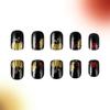 Short Square Press on False Nails Maple Leaf Pumpkin Nail Art Decoration Thanksgiving Day Manicure for Women and Girls