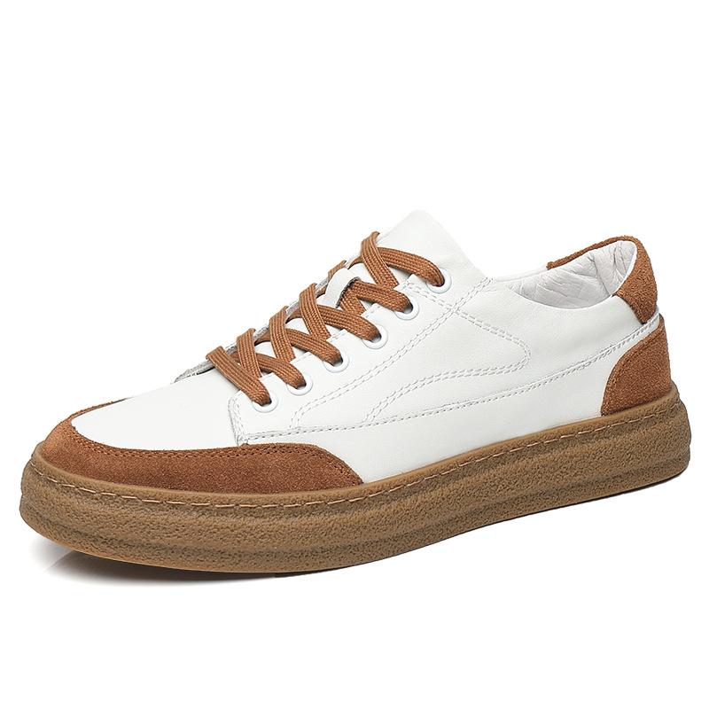 

Little white shoes 2025 summer new fashion low-top cowhide board shoes retro casual moral training shoes 2025 38 белый