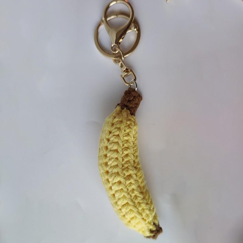 Cute Fruit Series Crochet Keychain Handmaking Knitted Strawberry Keyrings Cute Cherry Keyrings For Bag Pendant Custom Accessory