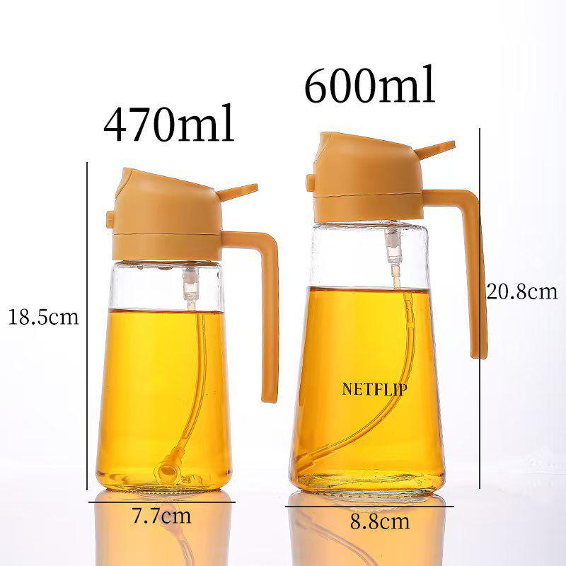 Dual-Use Automatic Oil Dispenser: Leak-Proof Glass Bottle for Spraying and Pouring, Large Capacity