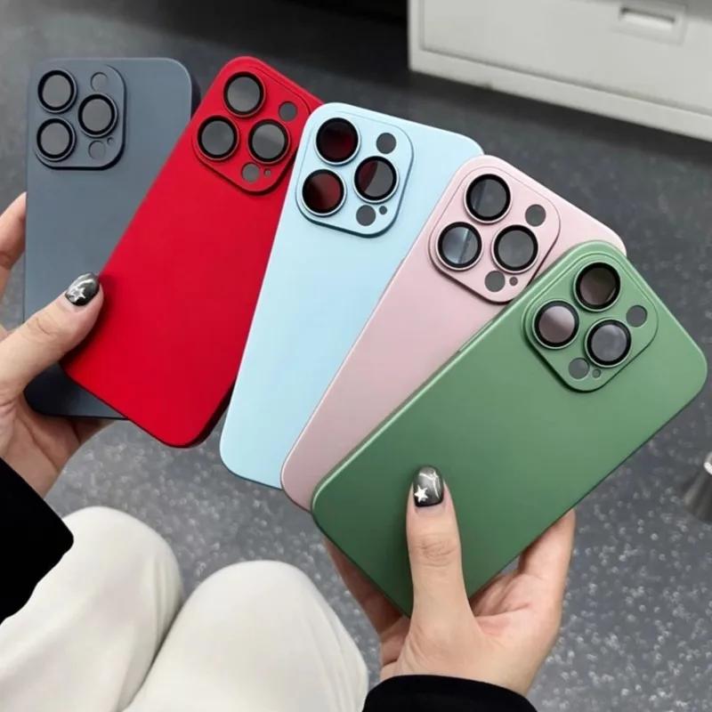 al Color Ultra Thin Matte TPU Case for For Iphone 16 1 14 Plus 13 12 17 Pro Max Glass Camera Protection Shockproof Slim Case