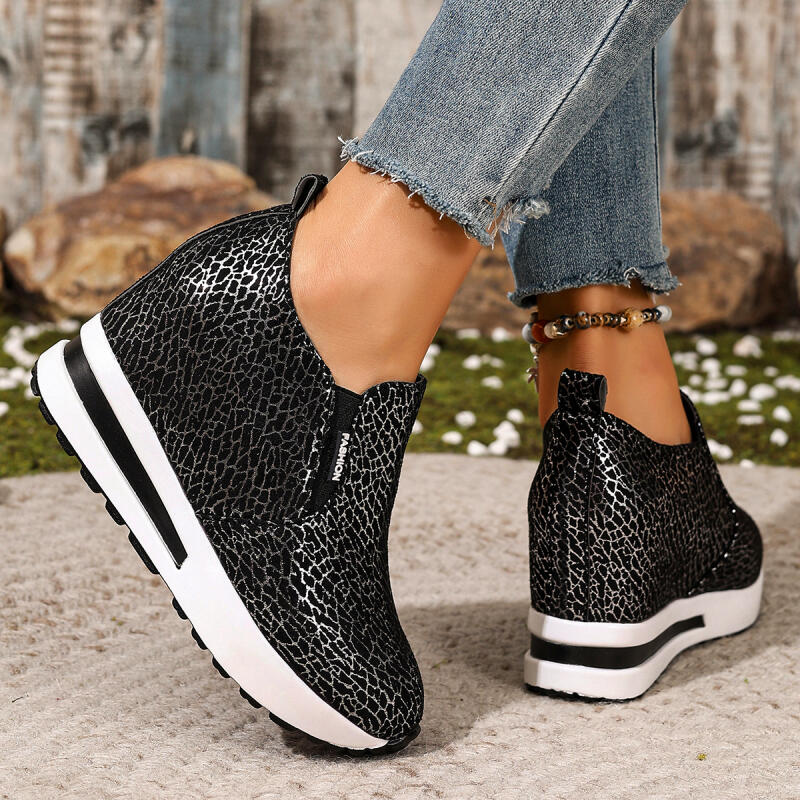 Casual Hidden Heel Slip On Sneakers Women Spring Chunky Platform Wedge Heel Loafer Woman's Invisible Height Increase Shoes