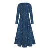 Rochie boho midi cu imprimeu floral, gradient pentru femei, ocazional, cu maneca lunga, rochii fluide fumate, cu buzunar Rochii de vacanta pentru femei
