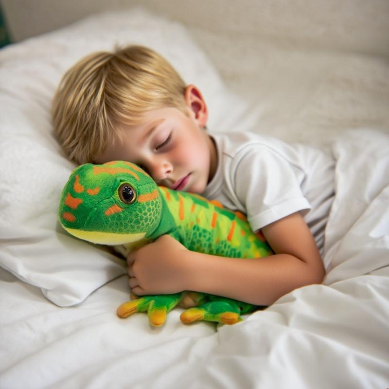 Simulation Chameleon Stuffed Toy Lifelike Soft Cuddly Lizard Plush Doll Perfect Gift for Kids Sleep Huggable Pillow Room Decor