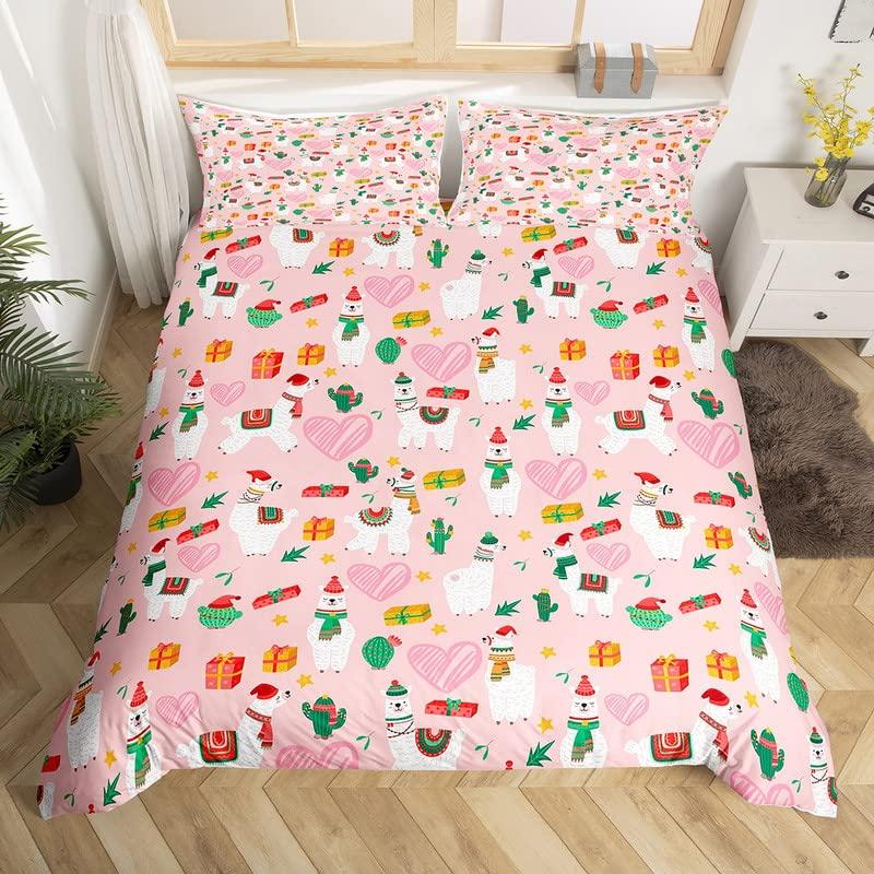 Alpaca Duvet Cover King Size,Cute Llama Bedding Set for Girls Teens Women Couple,bedroom Decor Comforter Cover with 2 Pillowcase