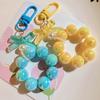 Plastic Fashion Beaded Bow Keychain Exquisite Candy Color Pearl Keyring Creative Shiny Bows Beaded Pendant Girls