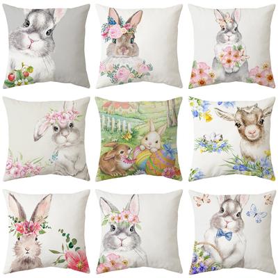 Oreiller de Pâques Nouvelle Housse d'Oreiller pour Canapé Oreiller Lapin Dessiné