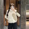 Qingshan Twilight Snow Cashmere Fur Vest Women, Fox Hair Jacket Short Stand-up Collar