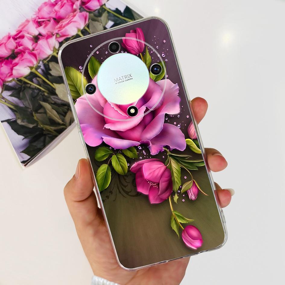 For Honor X9b 5G Case ALI-NX1 Popular Flower Soft Clear Silicon TPU Cover For Honor X9a RMO-NX1 HonorX9 ANY-NX1 Shockproof Funda