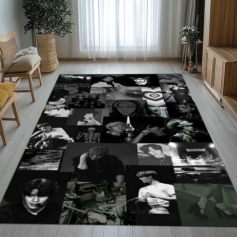 HD Stray Kids Kpop Star Living Room Non-Slip Area Rug Soft Carpet for Bedroom Kids Playroom Sofa,Home Decor Doormat Gift