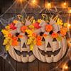 Rustic Halloween Wooden Pumpkin Door Hanger Harvest Maple Leaf Hanging Plaque  for Outdoor Use