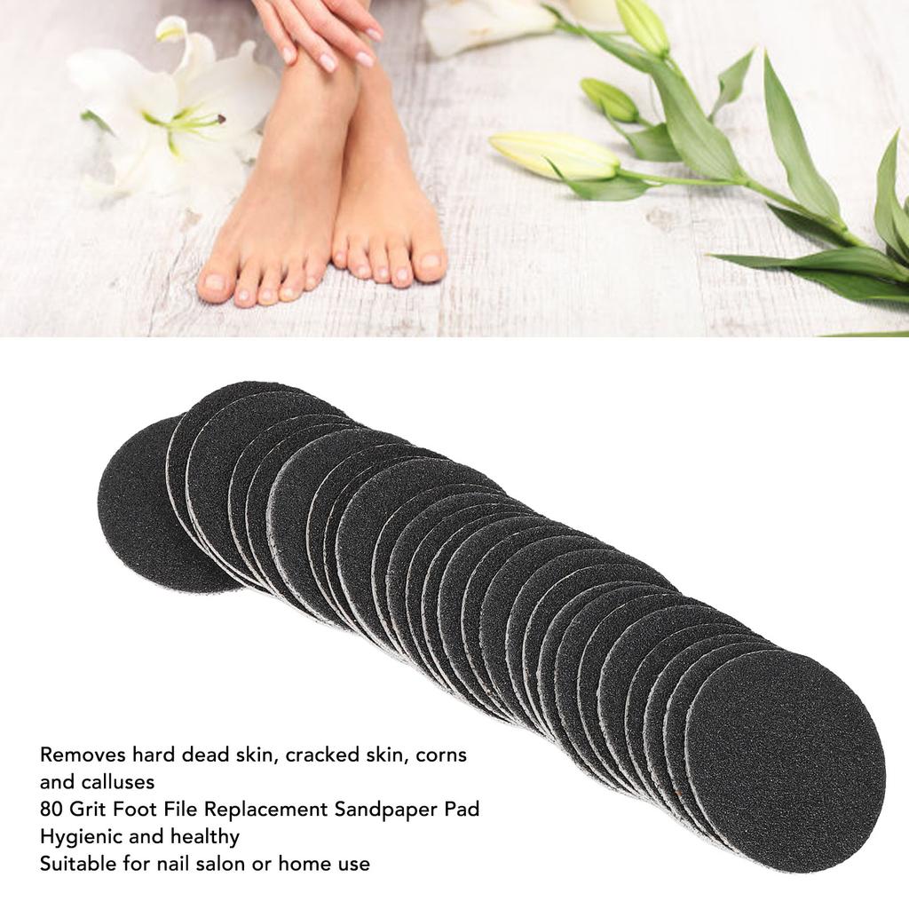 60pcs Callus Sandpaper Discs Pedicure 80 Grit Exfoliation Replacement Sandpaper Pad Grit Disk for Electric Foot File
