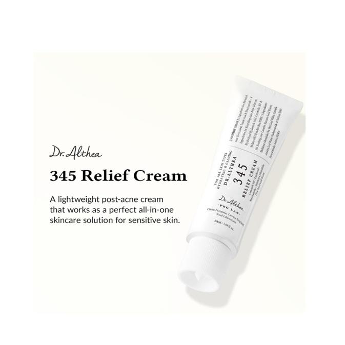 Dr.Althea 345 Relief Cream | Moisturizer for Soothing Recovery and Blemish Care Korean Vegan  All Skin Types, 50ml
