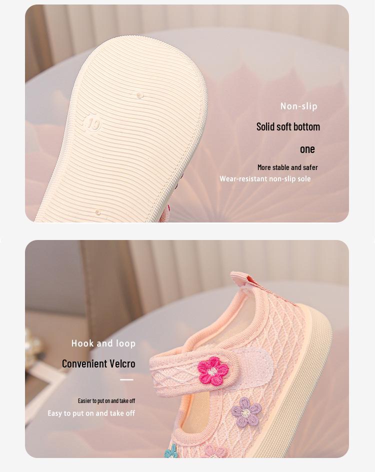 Toddler Girl Casual Canvas Shoes with Cute Flowers - Spring/Autumn 2026