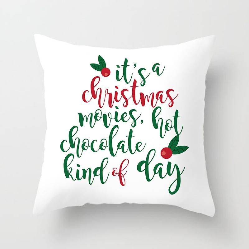 Merry Christmas Printed White Putetrekk Christmas Style Putetrekk Hjem Sofa Dekor Putetrekk
