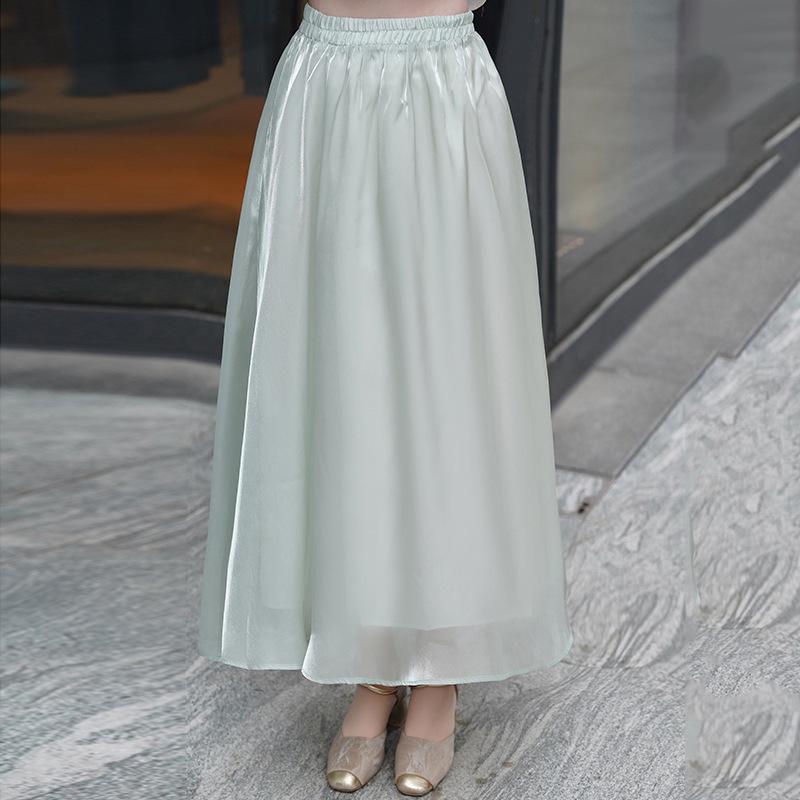 High-Quality Retro Chinese-Style Outfit: Oblique Lapel Stand Collar Top with Frog Buttons & Ethnic Skirt Set