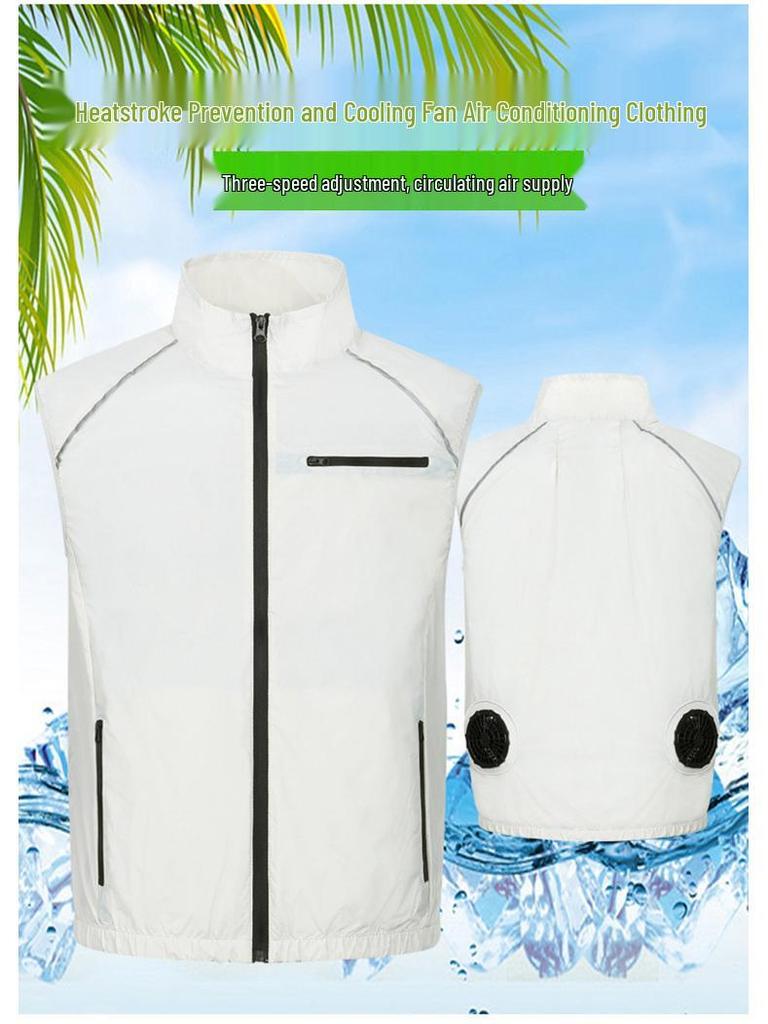 Unisex Sleeveless Cooling Workwear with Fan for Summer Heatstroke Prevention