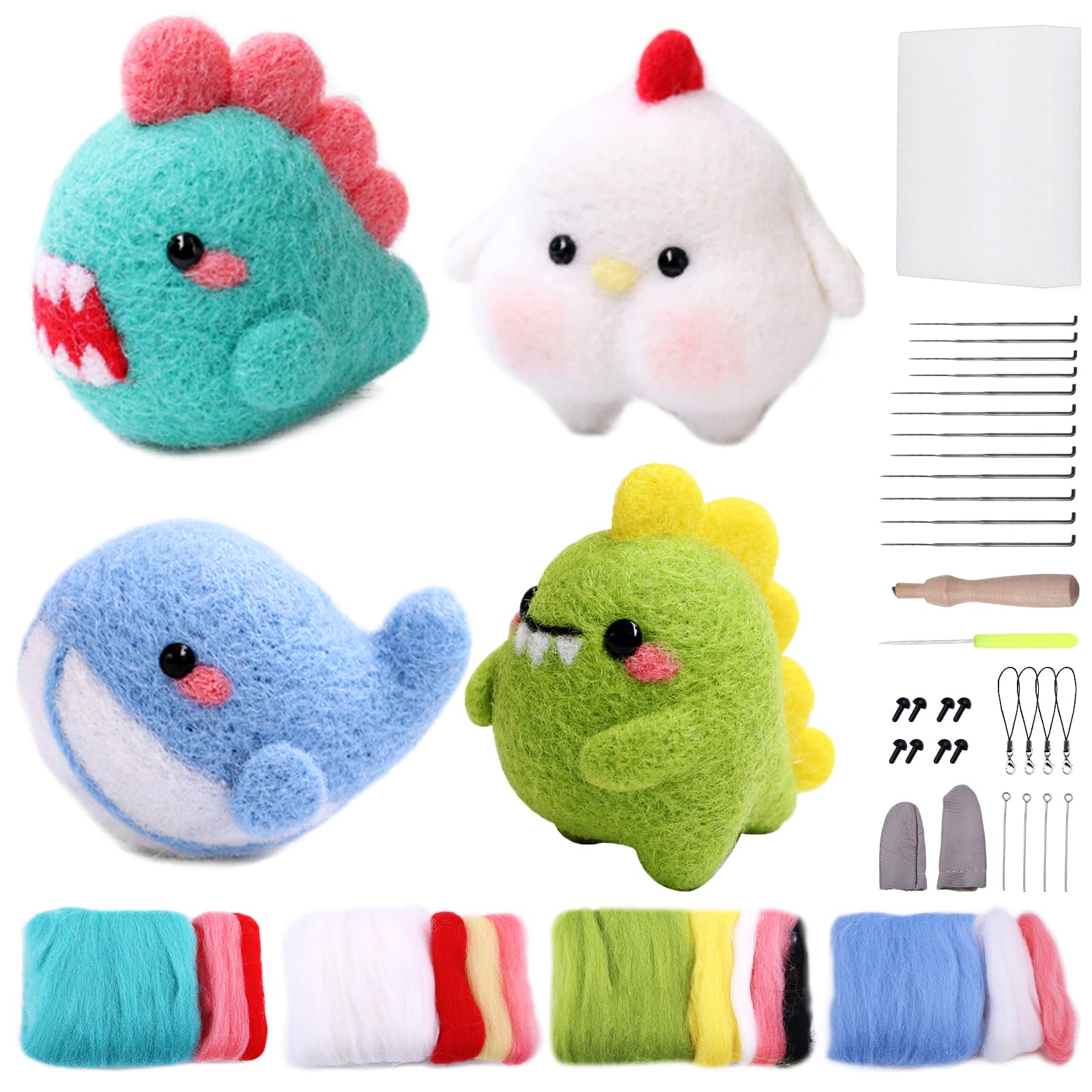 

RMTIME Набір для валяння з вовни, Повний набір для рукоділля з голками для валяння, Інструкціями, Поролоновим килимком для валяння та іншими інструментами для дорослих DIY ремесел для початківців