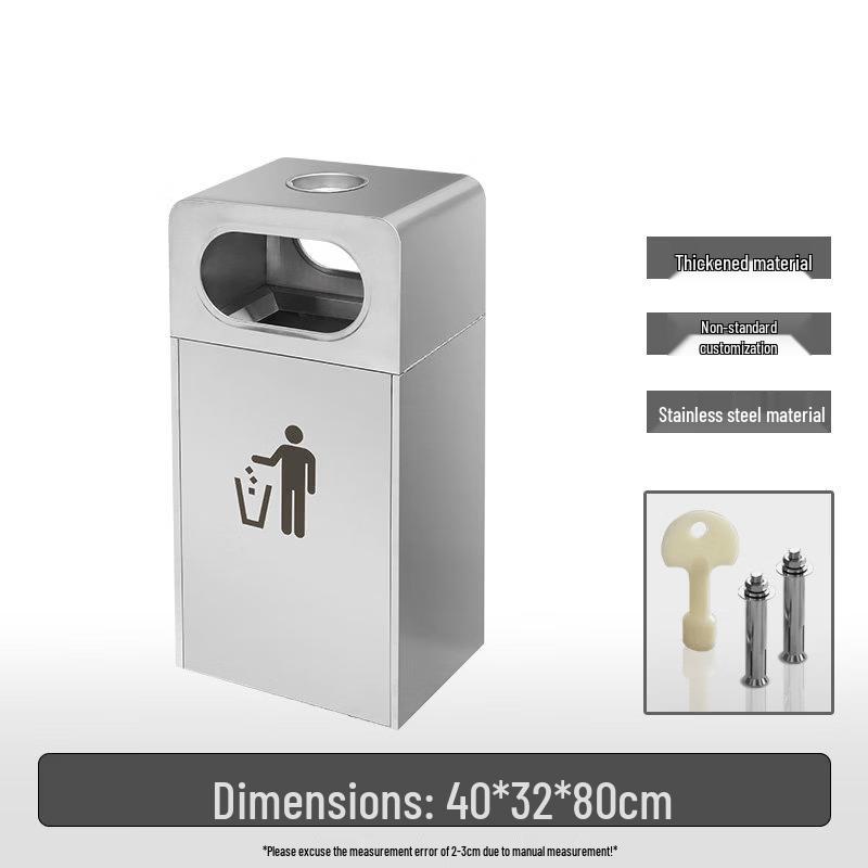 Small Outdoor Stainless Steel Square Waste Bin