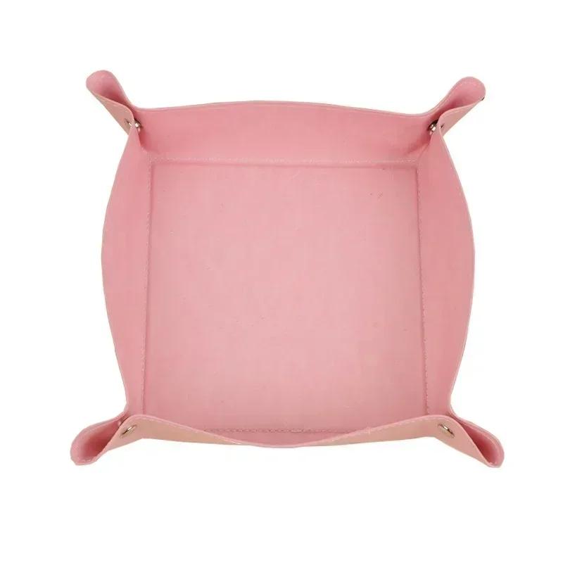 1 Pcs Creative Desk Storage PU Folding Imitation Leather Tray Sundries Key Snack Decoration Box Organizer Office School Supplies