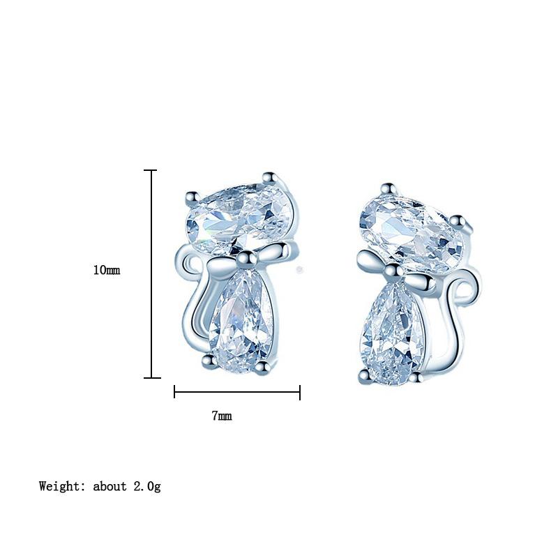 Brinco de gato de cristal da moda requintado cor prata feminino margarida brincos acessórios góticos bonito menina festa de aniversário jóias