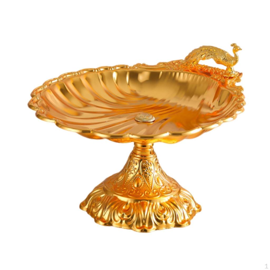 Decorative Pedestal Fruit Plate Bowl Footed Metal for Kitchen Restaurant