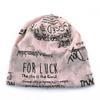 1 PC thin oversized knitted chic pile cap casual printed loose letter fashionable hat 55-59cm