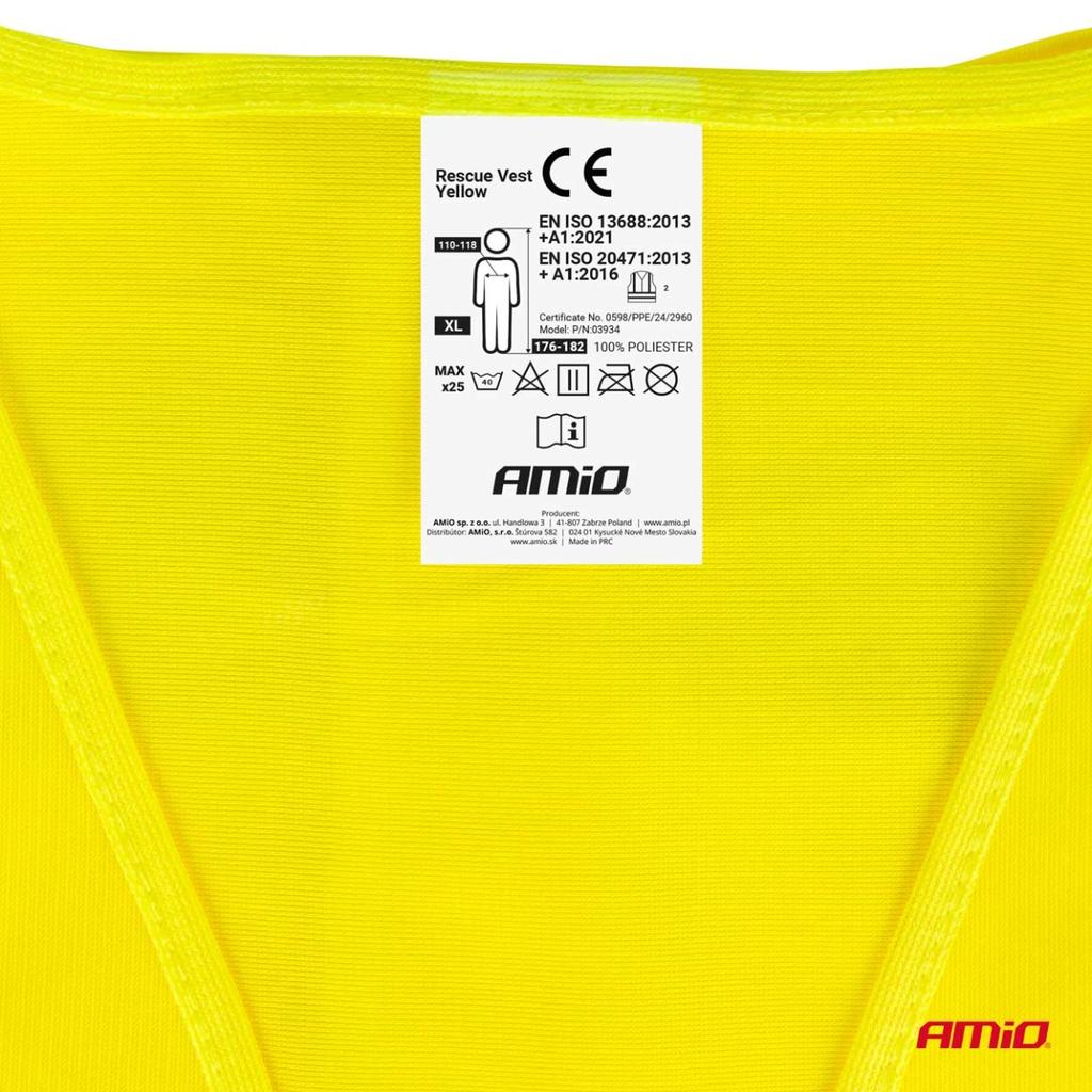 Warning Vest Reflective Yellow With Certificate Amio-03934