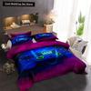Game King Queen Duvet Cover 3D Black Game Handle Bedding Set for Kids Teens Boys Man Gamer Bedroom Decor Quilt Cover Pillowcase