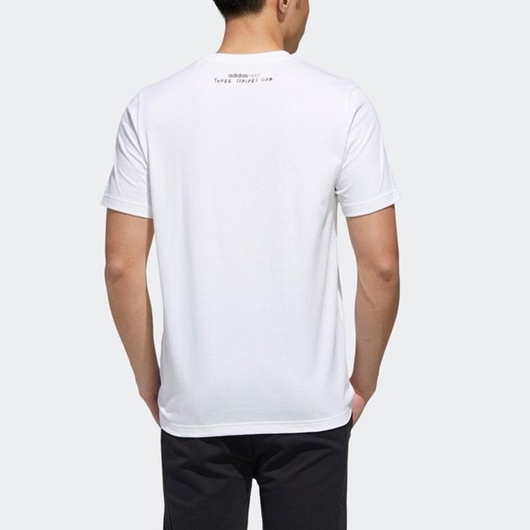 adidas Neo Contrasting Colors Logo Printing Sports Short Sleeve White Men's GJ8896