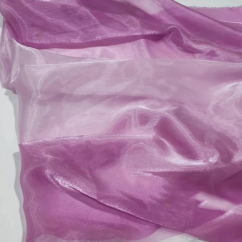 Wide 150cm Shiny Gradient Organza Fabric Glossy Thin Gauze Voile Fabric Diy Sewing Dress Hanfu Stage Costume Crafts Background