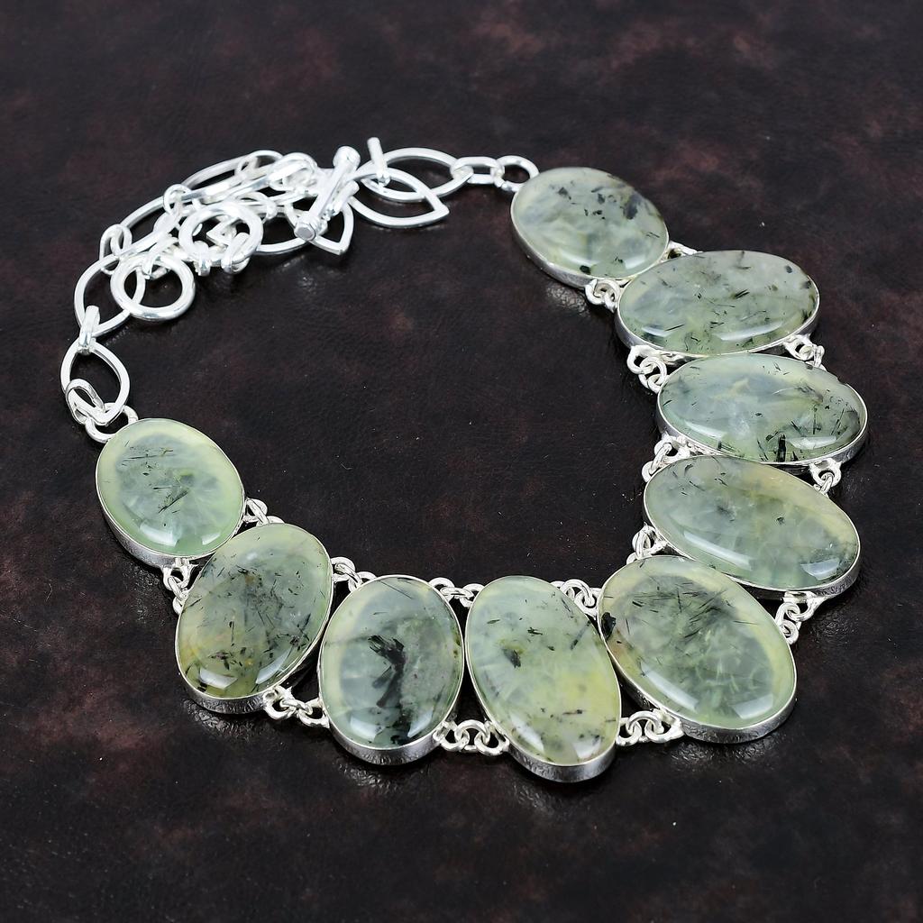 Moss Prehnite Necklace Original Gemstone Jewelry 925 Sterling Silver Necklace Adjustable Chain Necklace Handmade Boho Necklace Gift For Girl