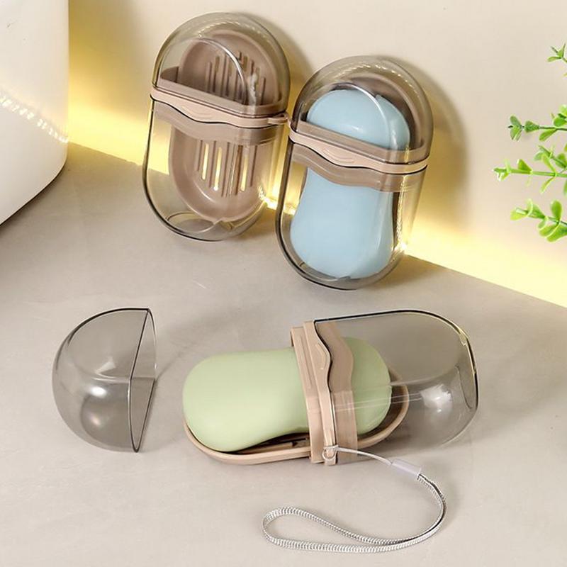 Portable Travel Soap Dish With Drain Water Bathroom Supplies Waterproof Sealed Transparent Bathroom Holders And Dispensers