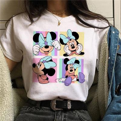 2025 Tričko Mickey Y2k Klobúk Minnie Mouse Potlač Bavlna Pohodlné Tričko Dámska Módna Košeľa Dámske Oblečenie Kawaii Disney Tričko