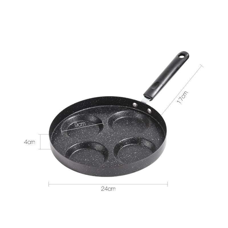 Non-stick Household Breakfast Frying Pan for Making Fried Eggs, Burgers, or Steaks with Four Holes.